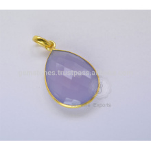 Handmade Chalcedony Natural Gemstone Bezel Necklace For Christmas In Wholesale